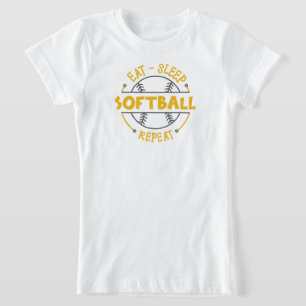 Camiseta Engraçada Engraçada Dormir Repete Moças Desportiva
