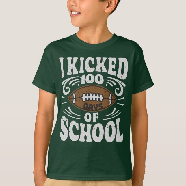 Camiseta Engraçada Escola 100º Dia Meninos Piada de futebol (Frente)