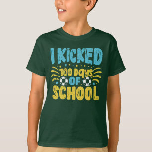Camiseta Engraçada Escola 100º Dia Meninos Piada de futebol