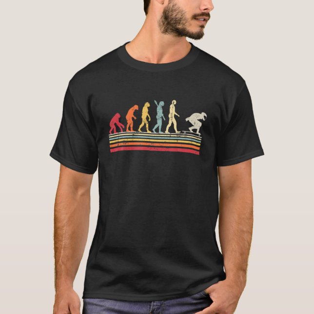 Camiseta Engraçada Evolução De Longboard Do Homem Vintage R (Frente)