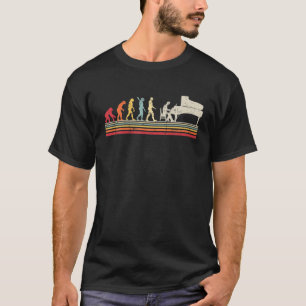 Camiseta Engraçada Evolução Pianista De Mulheres Retro Vint