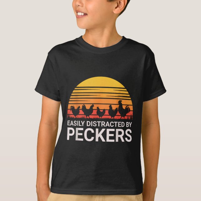Camiseta Engraçada Facilmente Distraído Pássaros A (Frente)