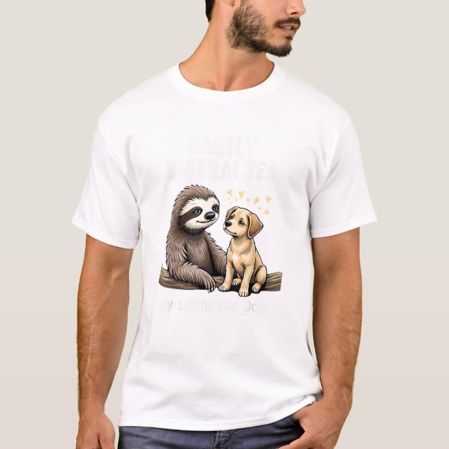 Camiseta Engraçada Fácilmente Distraído Por Pregui (Frente)
