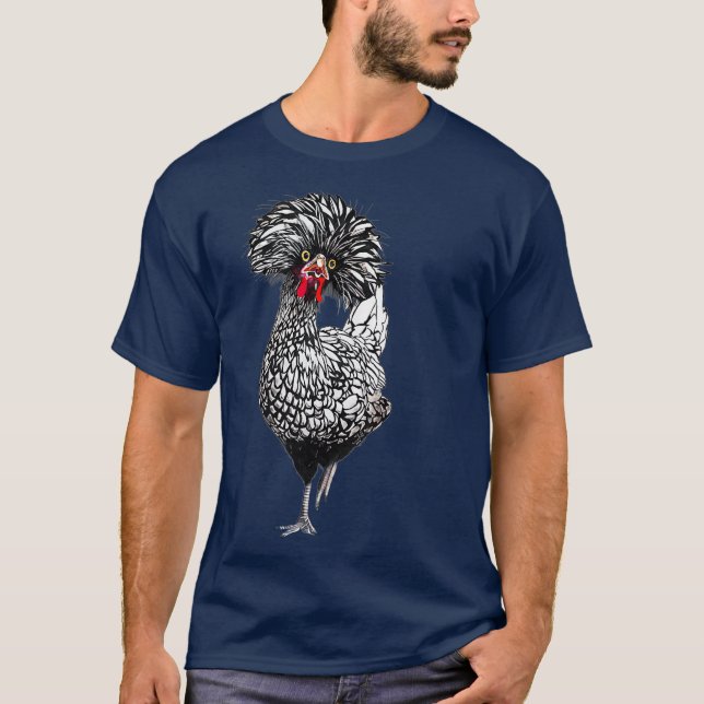 Camiseta Engraçada Fazenda de galinha de galinha polonesa (Frente)