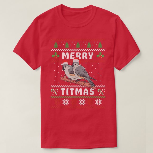 Camiseta Engraçada Feliz de Titmouse Titmas Gift Bird (Frente do Design)