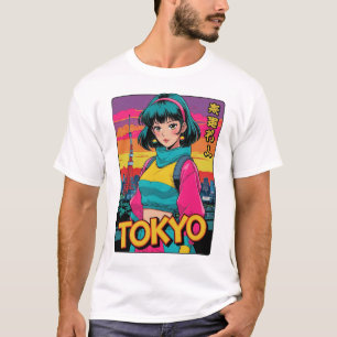 Camiseta Engraçada Garota Vintage Cartão de Posto Tóquio