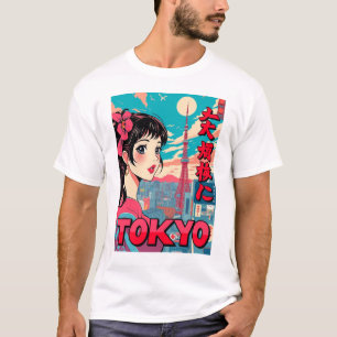 Camiseta Engraçada Garota Vintage Cartão de Posto Tóquio