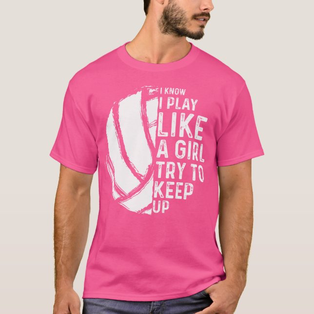 Camiseta Engraçada Garotas de Voleibol Mulheres Jovens em P (Frente)