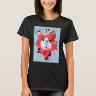 Camiseta Engraçada Gata Reindee Feriado de Natal Miow Bel