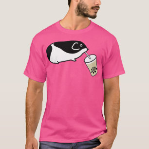 Camiseta Engraçada Guiné Pig Bebendo Boba Bubble milk Tea