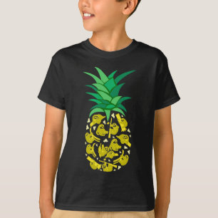 Camiseta Engraçada Lama Construindo Fruta de Abacaxi