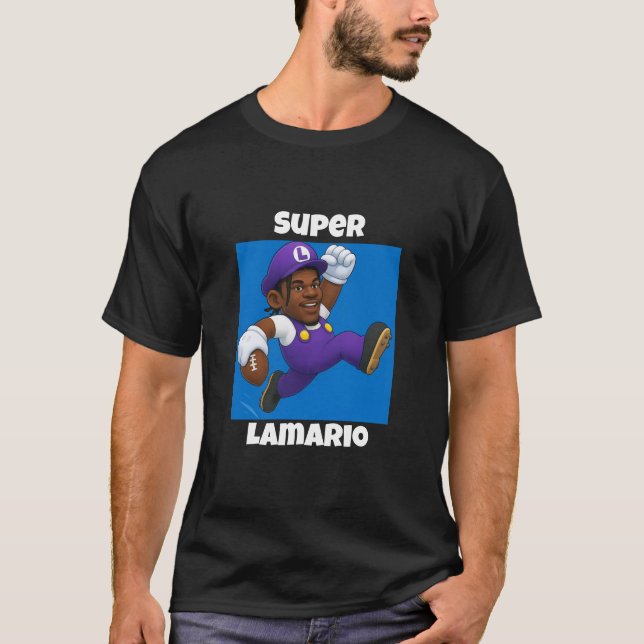 Camiseta engraçada Lamar Jackson x Mario (Frente)