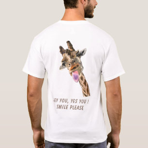 Camiseta Engraçada Língua Girafa Fora Piscar os olhos de