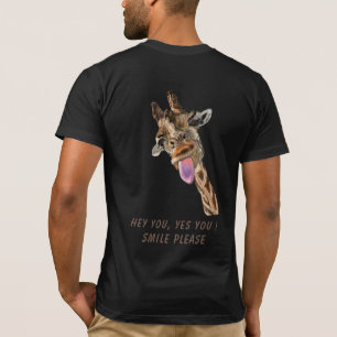 Camiseta Engraçada Língua Girafa Fora Piscar os olhos de 
