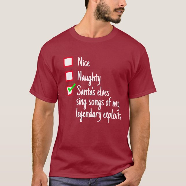 Camiseta Engraçada Lista de Papais noeis de Natal (Frente)