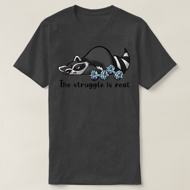 Camiseta Engraçada Luta de Workout de Racoon Tracejou Panda (Frente do Design)