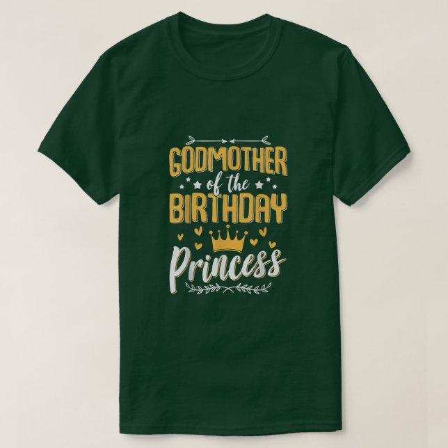 Camiseta Engraçada Madrinha Da Princesa De Aniversário (Frente do Design)