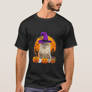 Camiseta Engraçada Malva Americana Gata Halloween Bruxa Pum