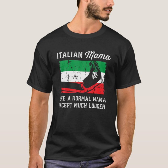 Camiseta Engraçada Mama Italiana Gesture Itália Cores Mãe J (Frente)