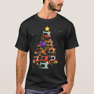 Camiseta Engraçada Máquina de Costura Árvore de Natal Orna