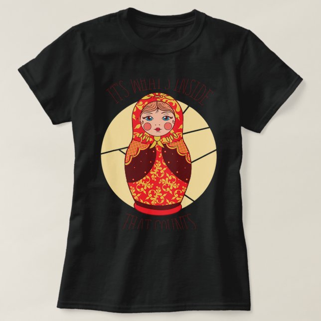 Camiseta Engraçada Matryoshka Bonecas Nidificadoras Russas (Frente do Design)