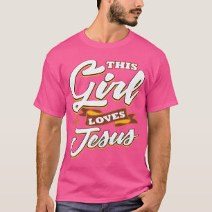 Camiseta Engraçada Menina Ama Jesus Cristo Citação Meme Gif