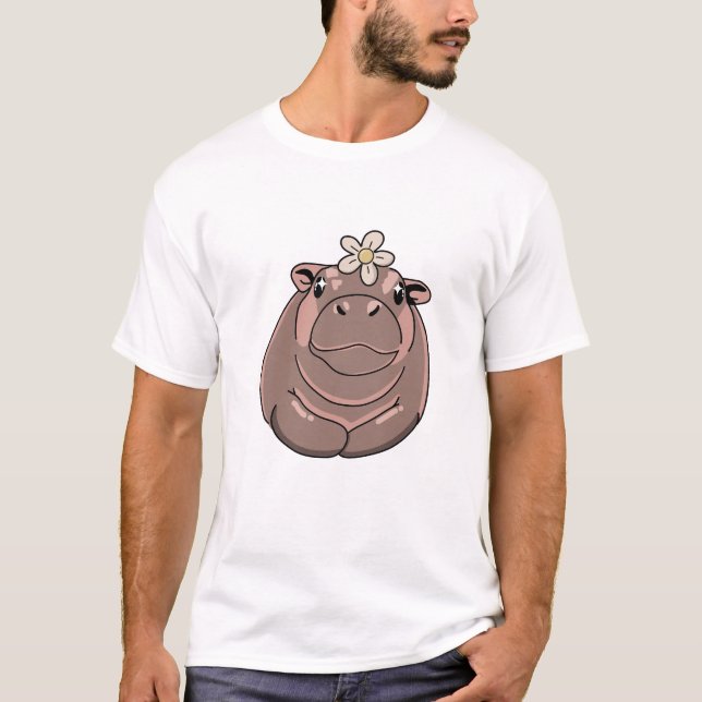 Camiseta Engraçada Moo Deng Hippo Baby Bouncy Pig 2 (Frente)