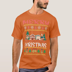 Camiseta Engraçada Neve Casas Cobertas Feliz Natal