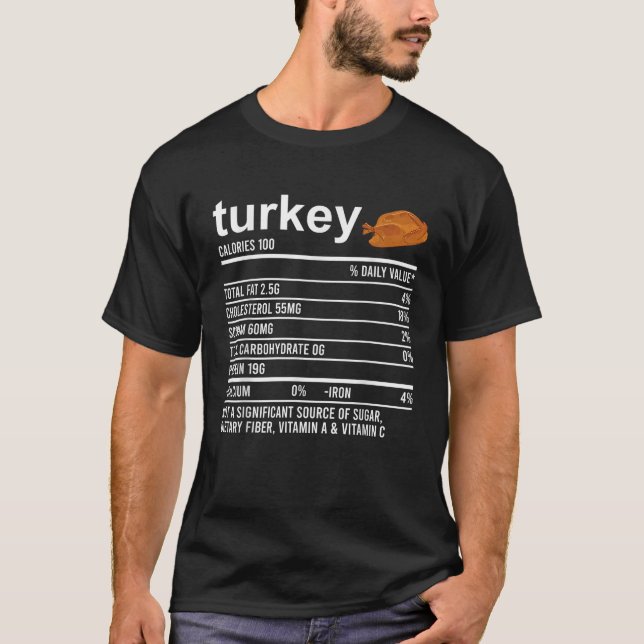Camiseta Engraçada Nutrição Fato De Comida Foodie Turquia (Frente)