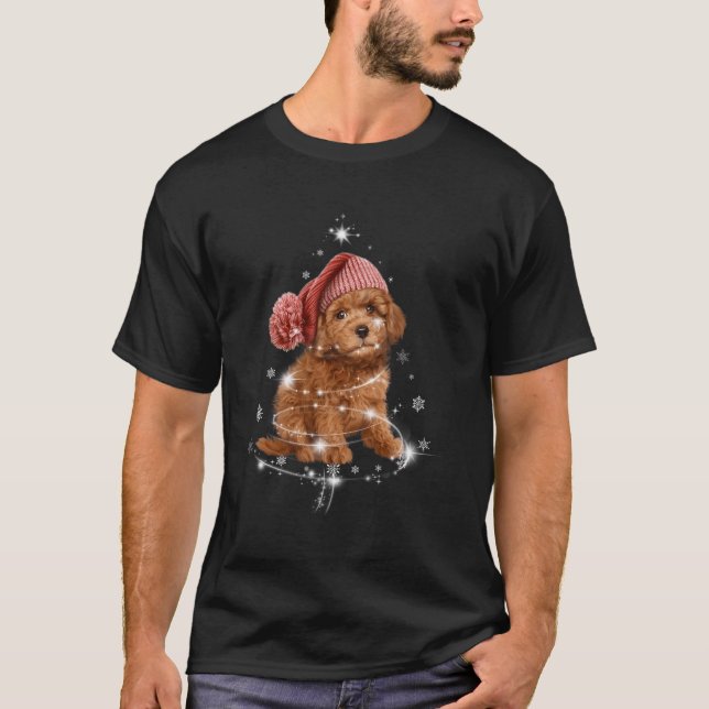 Camiseta Engraçada Papai noel Cockapoo Reindeer Feliz Árvor (Frente)