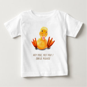 Camiseta engraçada para bebê de pato amarelo com t