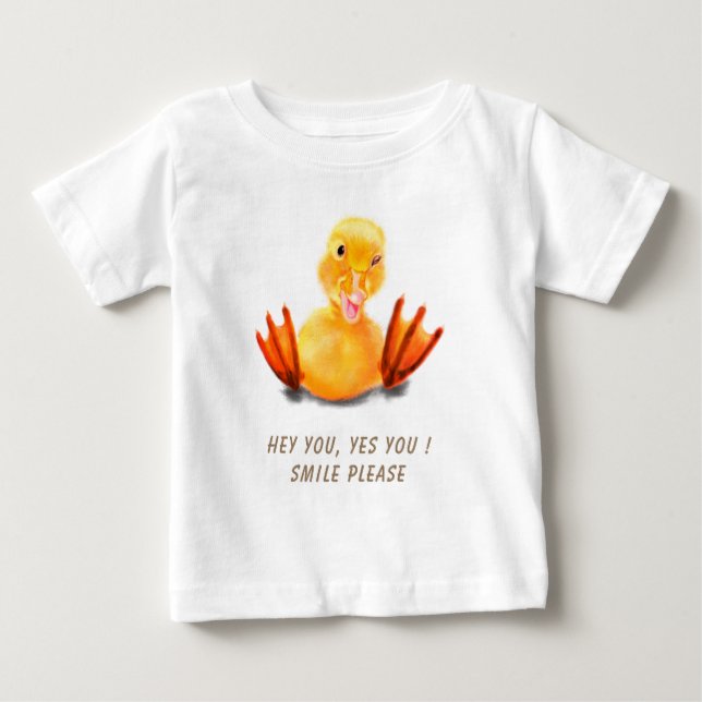 Camiseta engraçada para bebê de pato amarelo com t (Frente)