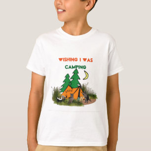 Camiseta engraçada para crianças com barraca de ac