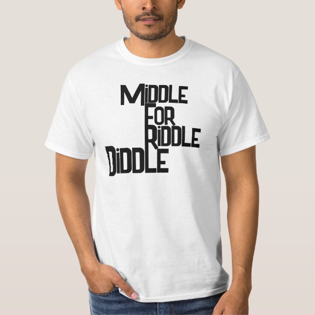 Camiseta engraçada para homens Middle for Riddle D (Frente)