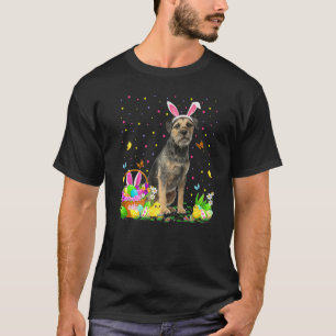 Camiseta Engraçada Páscoa Caçadora de Ovos Borda Terrier Pá