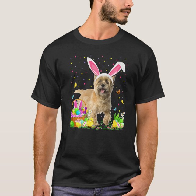 Camiseta Engraçada Páscoa Caçadora de Ovos Cairn Terrier Pá (Frente)