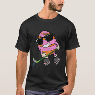 Camiseta Engraçada Páscoa De Ovo Jogando Hóquei No Gelo Bo