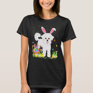 Camiseta Engraçada Páscoa De Ovos Caçando Bichon Frise Pásc