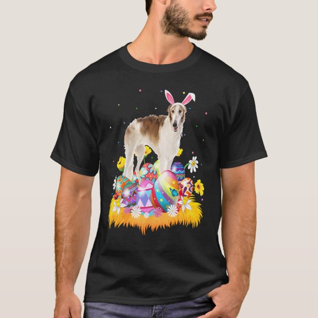 Camiseta Engraçada Páscoa Ovina Borzoi Páscoa Domingo (Frente)