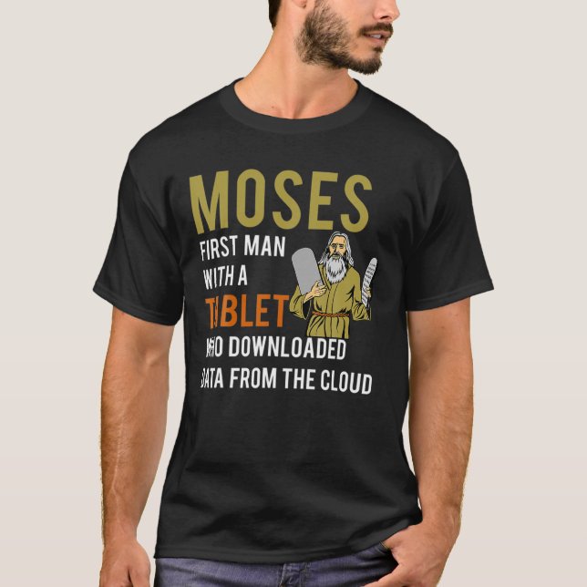 Camiseta Engraçada Passover Moisés Tablet Data Cloud Comp (Frente)