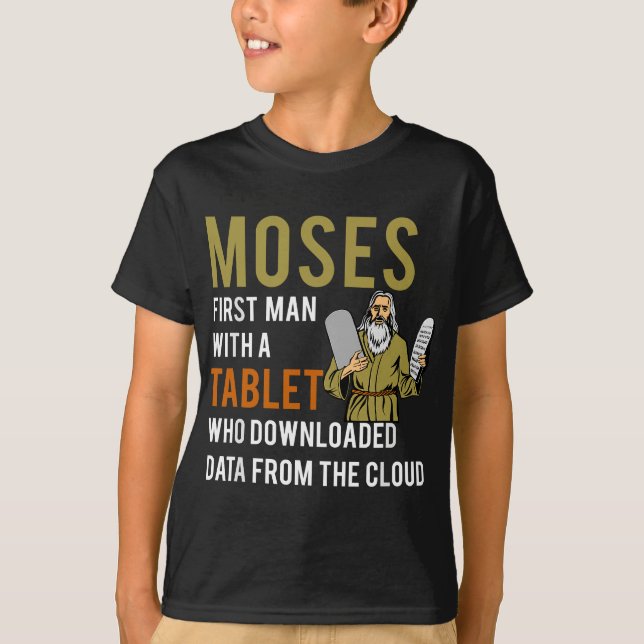 Camiseta Engraçada Passover Moisés Tablet Data Cloud Comp (Frente)