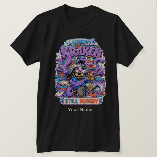 Camiseta engraçada personalizada do Laundry Kraken (Frente do Design)