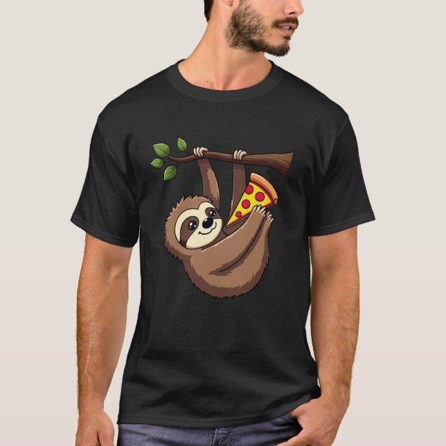 Camiseta Engraçada Pizza Tee - Sloth Lover Gift (Frente)