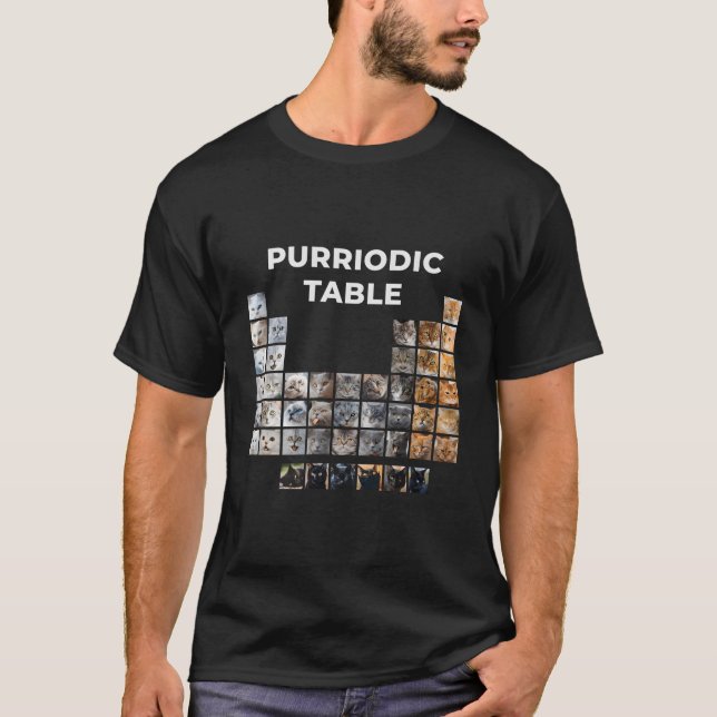 Camiseta Engraçada Química de Gatos Mesa periódica (Frente)