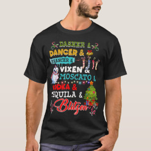 Camiseta Engraçada Reindeer Nomes de Álcool Festa de Natal
