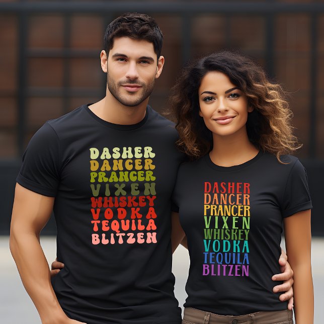 Camiseta Engraçada rena natalícia nomes de álcool feriado (Criador carregado)