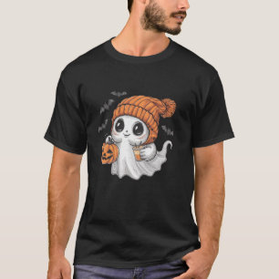Camiseta Engraçada Retro Bonito Halloween Ghost Drink Bomki