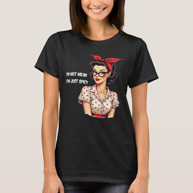 Camiseta engraçada retrô rockabilly mulher picante (Frente)