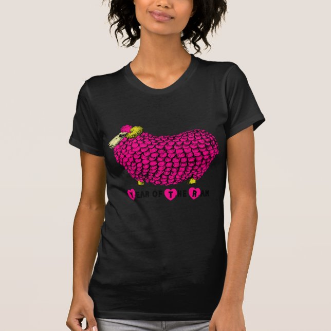 Camiseta Engraçada, Rosa, Chinesa, Ano Novo, Zodiac Mulhere (Frente)
