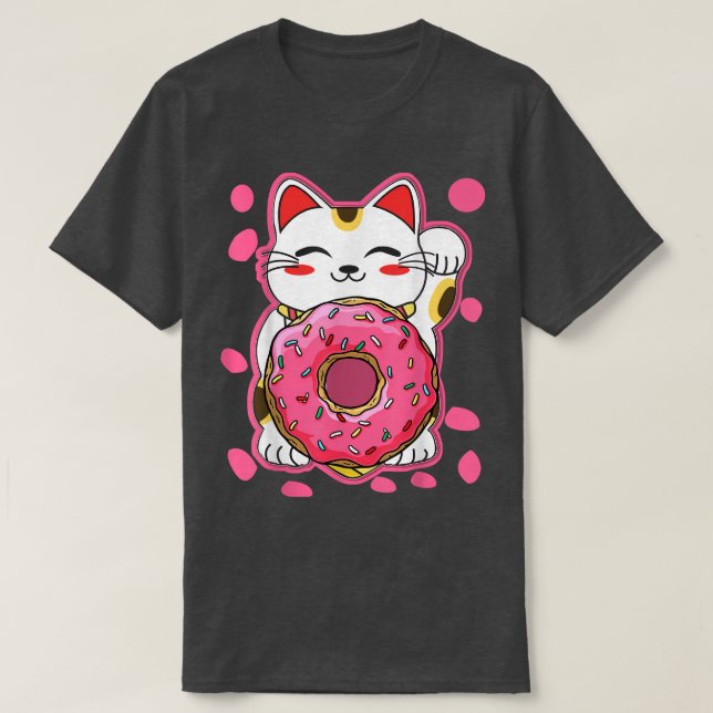 Camiseta Engraçada Rosquinha de Gato Kawaii Animas Japonesa (Frente do Design)